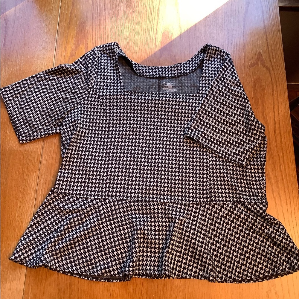 Lane Bryant Houndstooth Peplum Style Shirt